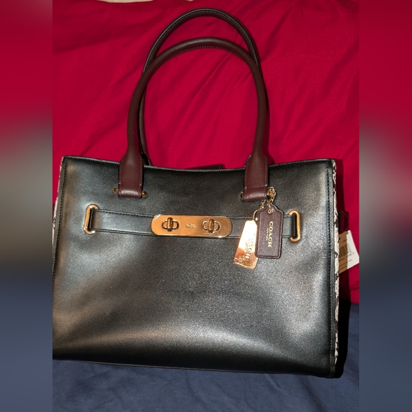 COACH Color Block Exotics Swagger Carryall LI/Black Satchel Black Multi NWT - Picture 11 of 12